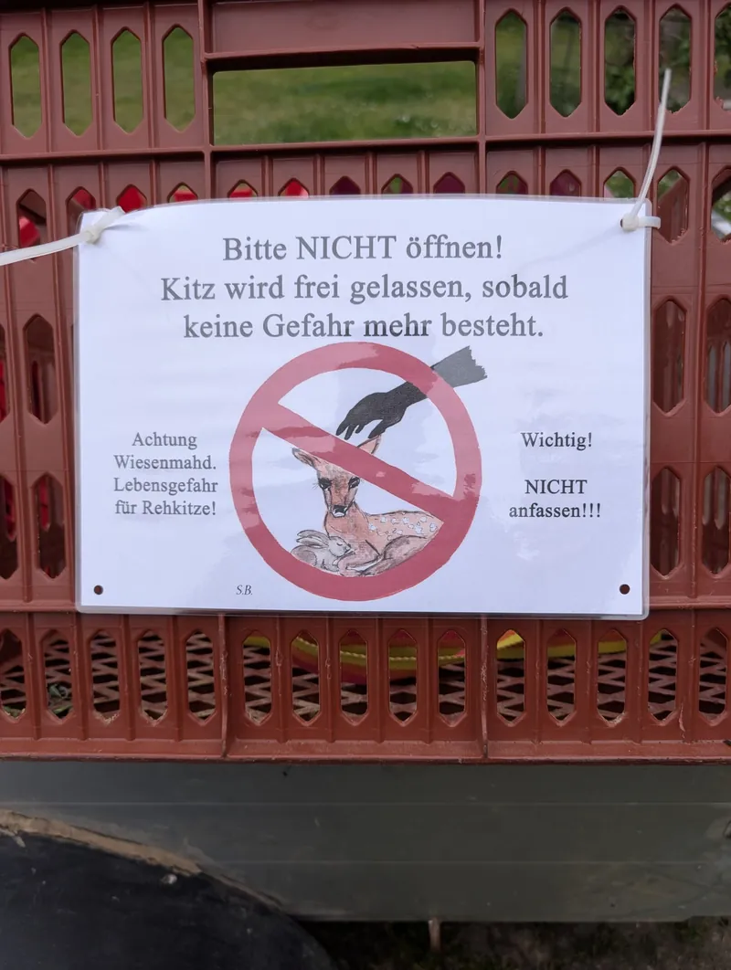 Notice on a fawn rescue box: do not open or touch fawns